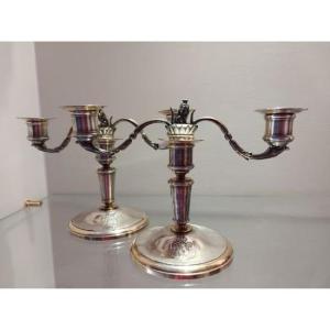 Candelabri in argento blasone Talleyrand Francia 1830